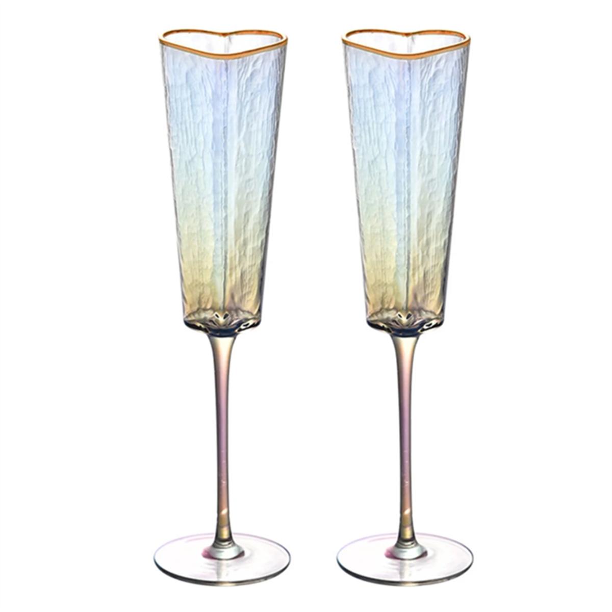 

2025+ 2 Pack Fashion Gold Rimmed Heart Shaped Glass Goblet Wine Drinking Glass for Home Party Club China Mainland