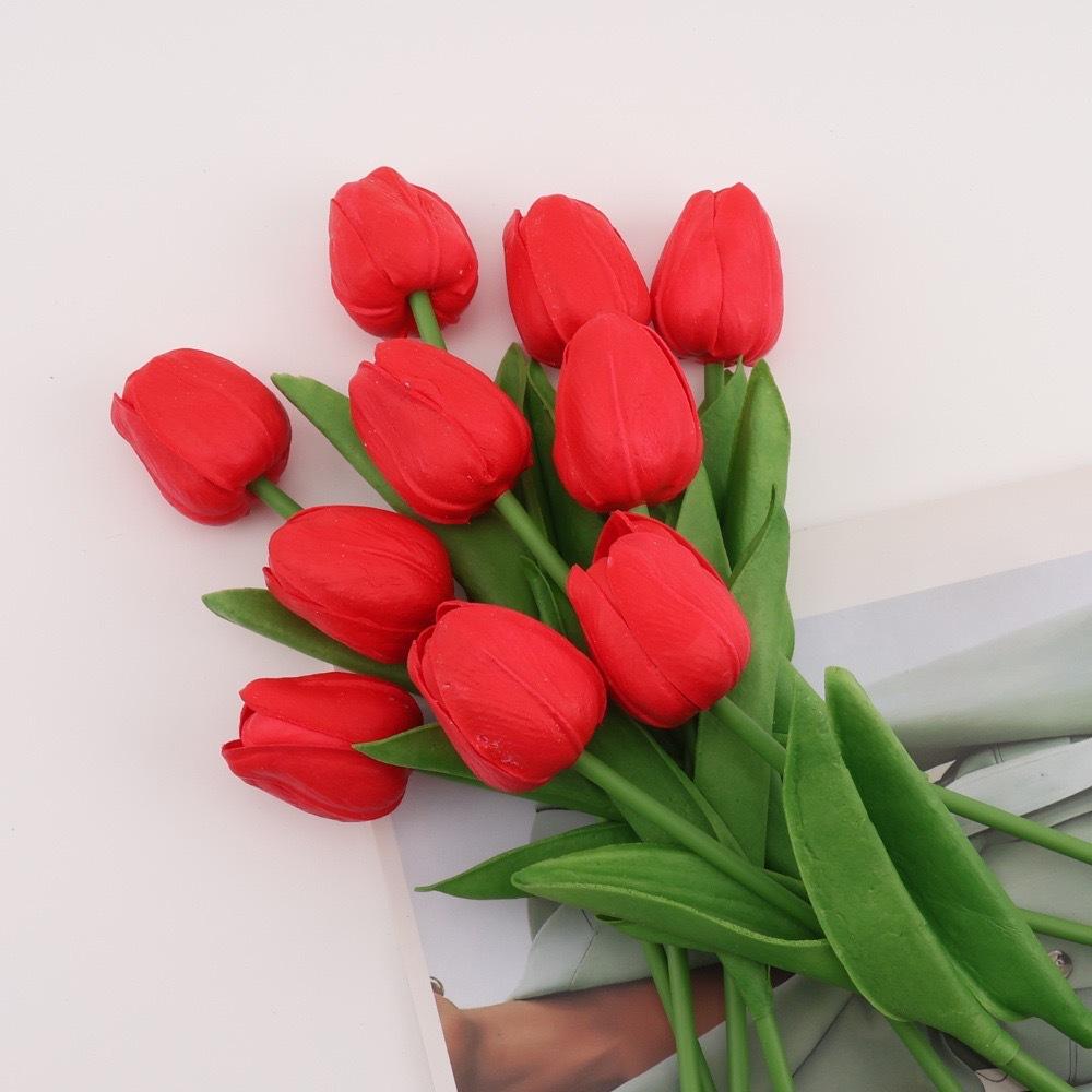 1pcs Mini White Tulip Artificial Flowers, Wedding Home Decor, Realistic Fake Tulips Gifts Birthday Graduation