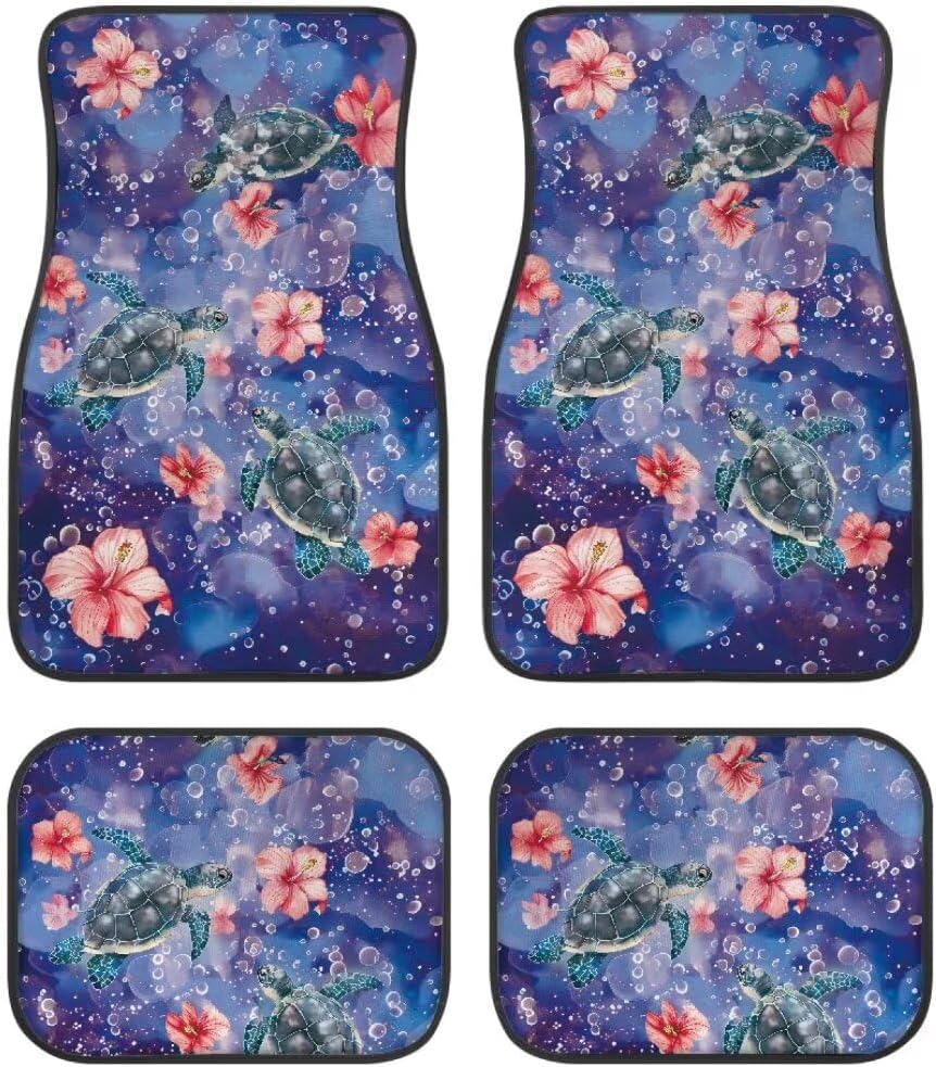 Van Car Interior Accessories 4-Piece Car Protector Mat Highland Cow Sunflowers Print All Weather Car Floor Mats Universal Fit Automotive SUV Sedan