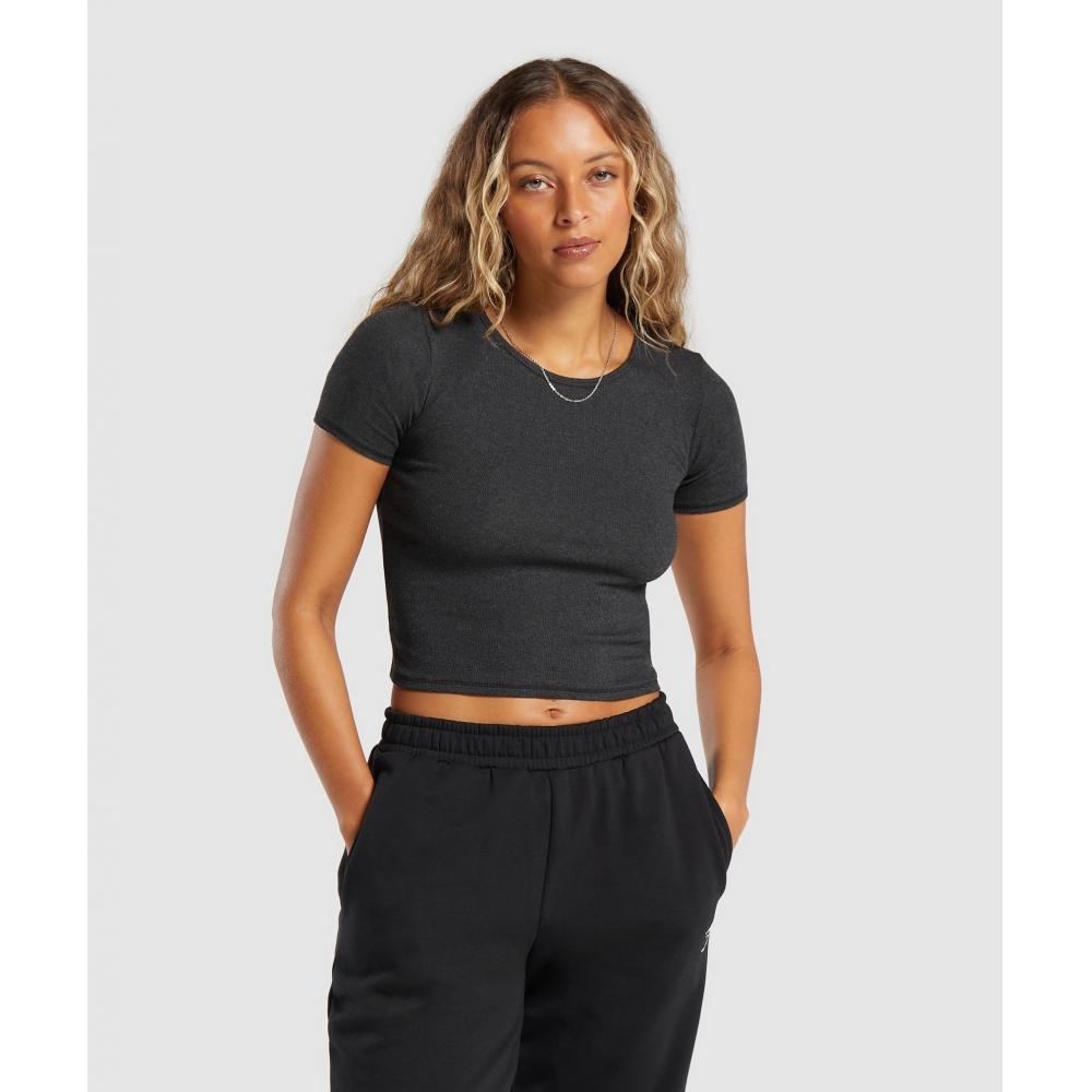 

Футболка GYMSHARK в рубчик Midnight Black Marl B6A8E BCH0 S