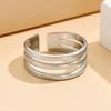 Cold Style Multi-Row Line Stainless Steel Ring for Women - Simple Geometric Metallic Accessory
