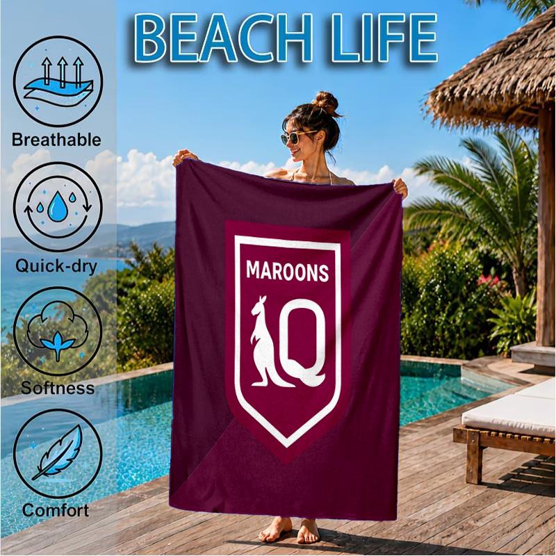 Australien Maroons Rugby Team Emblem Strandtuch, Schnelltrocknend, Pflegeleicht, Geeignet für Fitness und Strandurlaub, Sport-Essential
