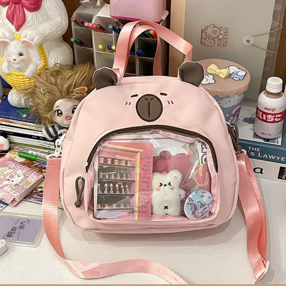 Japanese Style Transparent Itabag Harajuku Canvas Tote Bag Fashion Capybara Shoulder Bag Travel