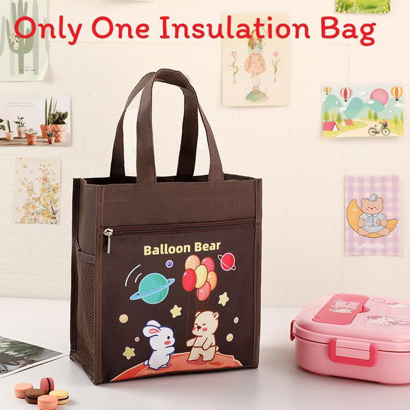 Cartoon Canvas Lunch Bag With Material For Kids School Snack Organizer