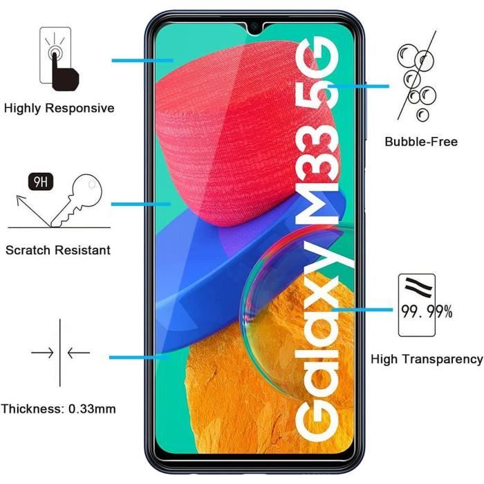 Verre Trempé - Booling - pour Samsung Galaxy M33 5G - Pack de 3 - Résistance 9H - Protection écran