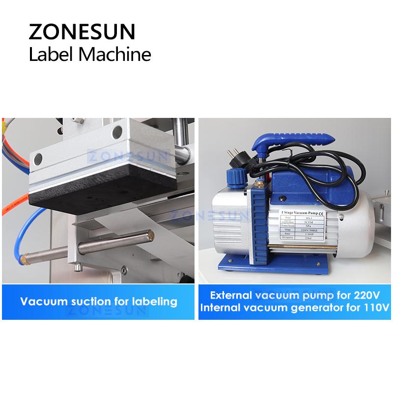 ZONESUN Semi Automatic Flat Surface Labeling Machine Square Bottle Top Label Applicator Flat Product Labeler Equipment ZS-TB60
