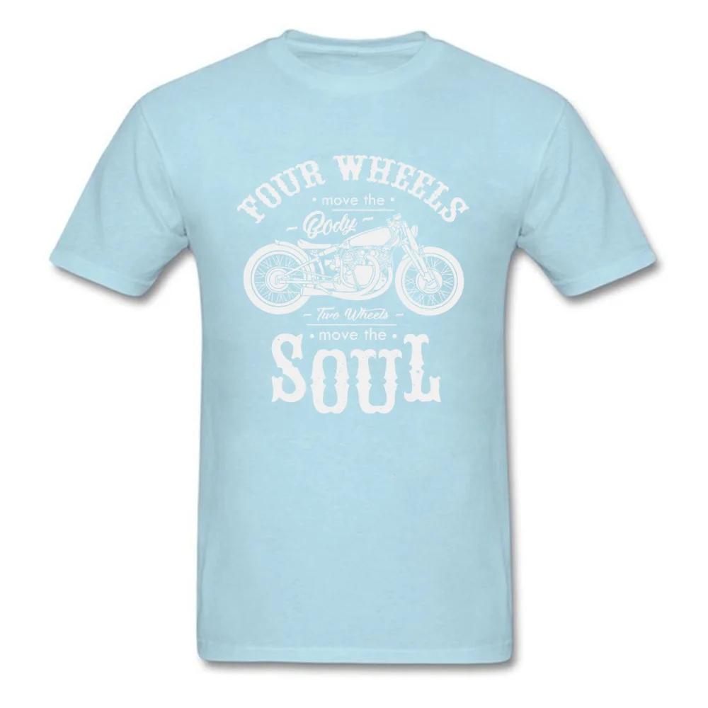 Vintage Motobike Rider Cycle Male Tops & Tees Motorcycle Tshirt Black Four Wheel Move The Body Two Wheels Move The Soul