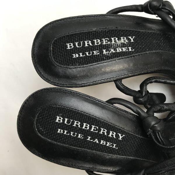 Burberry Blue Label Wedge Sandals [23.0/Black] Ribbon Pumps High Heels