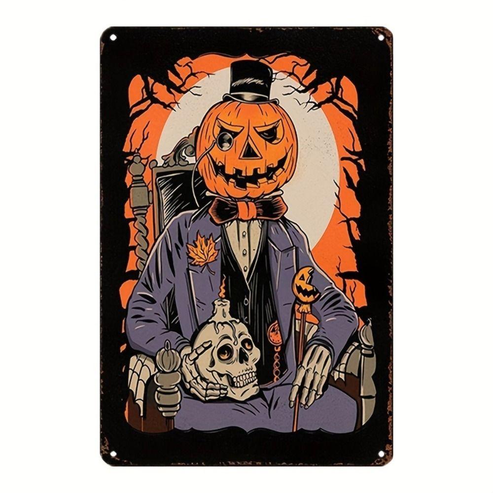 Witch Cat Forest Halloween Sign Metal Tin Sign 20x30 cm Wall Decor