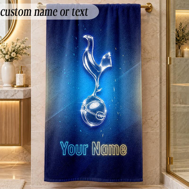 Beach TowelTottenham Hotspur FC Custom Name Text Personalized Soft Towel for Beach Pool Indoor Home Decor Gift