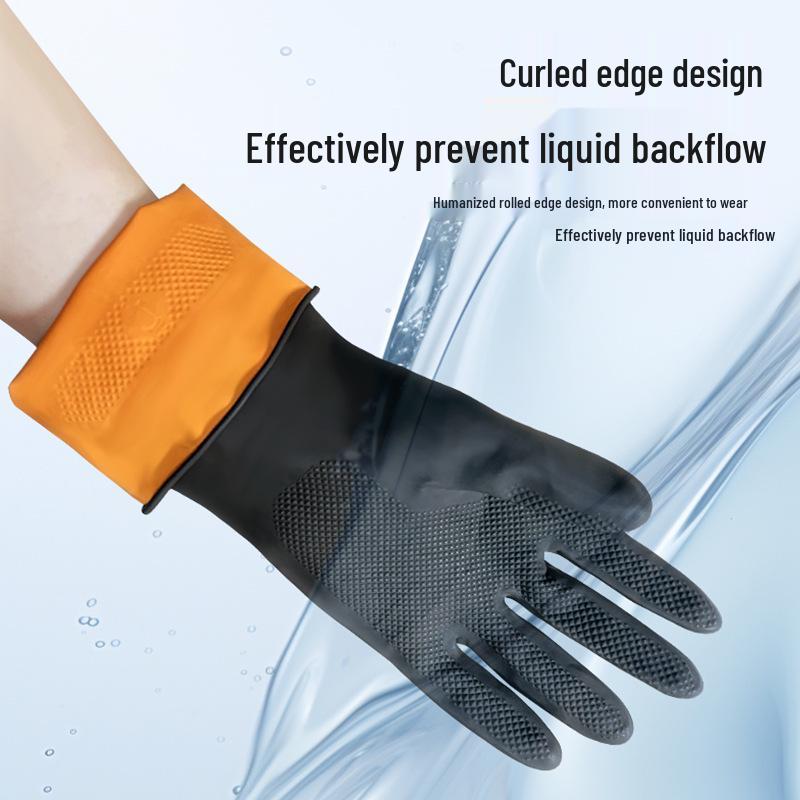 Chemical-Resistant Industrial Rubber Gloves: Acid & Alkali Protection, Anti-Corrosion, Oil-Resistant, Long & Thick Design for Laboratory Use.