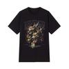 Black Men's Cotton Heavyweight T-shirt Fashionable Print Comfortable Breathable Casual Crew Neck Short Sleeve Top