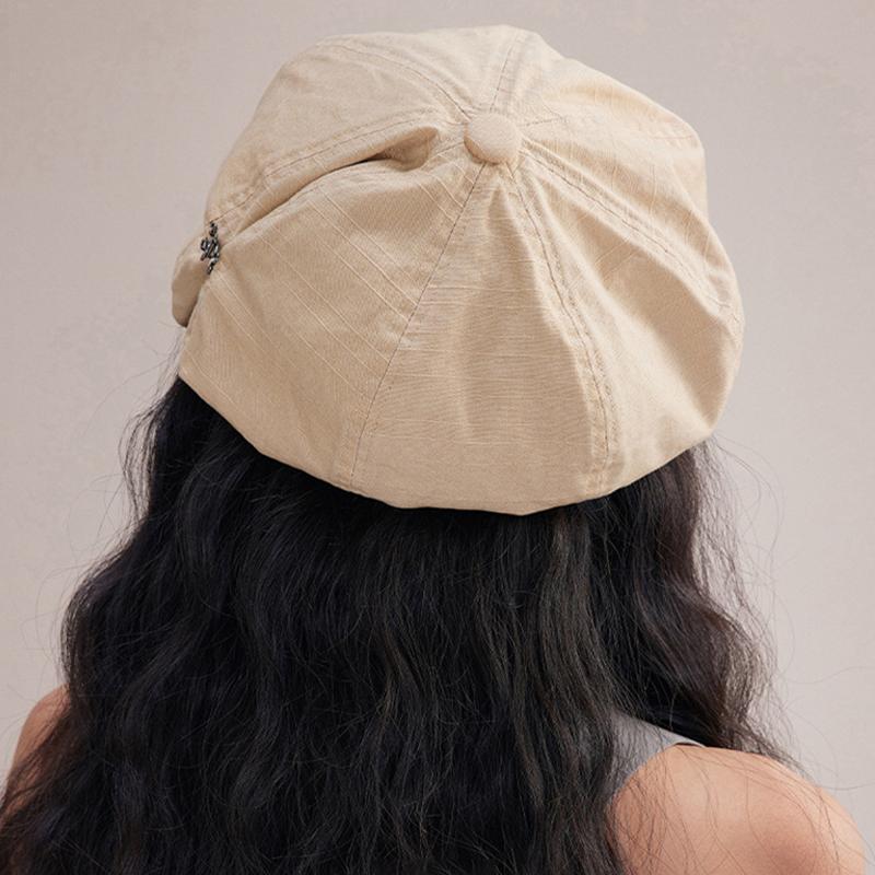 Vintage Japanese Beret Hat For Women Spring Summer Cotton Hemp Oversize Octagonal Hats Female Girl Soft Brim Newsboy Caps