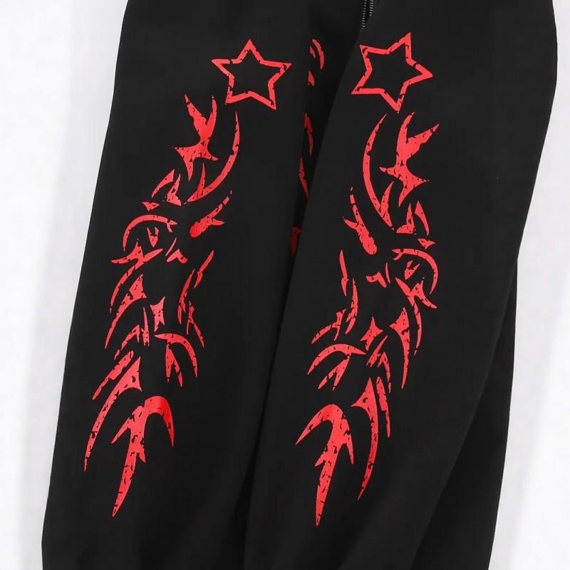 Abstrakter Print Reißverschluss Hoodie Damen Locker Streetwear Übergroßer Pullover Herbst Winter