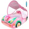 Baby Swim Ring, Supercar Design, Foot-In Swim Ring for Infants, UV Protection SPF50+, Sunscreen, Removable Sunshade, Baby Float, Water Play, Suitable