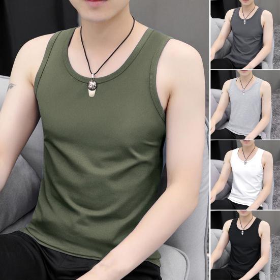 Herren Weste Sommer Ärmellos Rundhals Schlank Passend Tanktops Einfarbige Sport Fitness Camisole Täglich