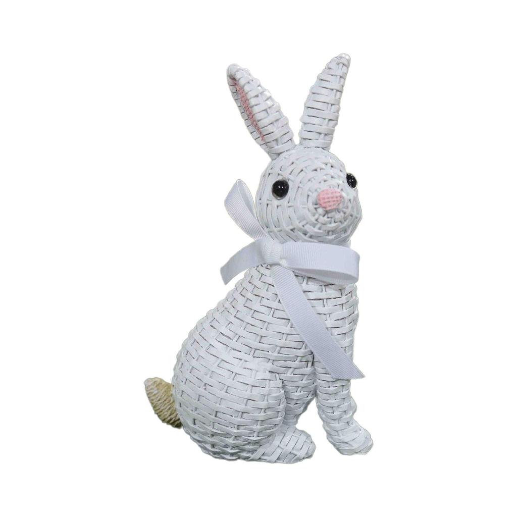 Easter Bunny Figurine Resin Rattan Woven Ornament Desk Decoration Festival for Children Day Birthday Wedding Gift Supply
