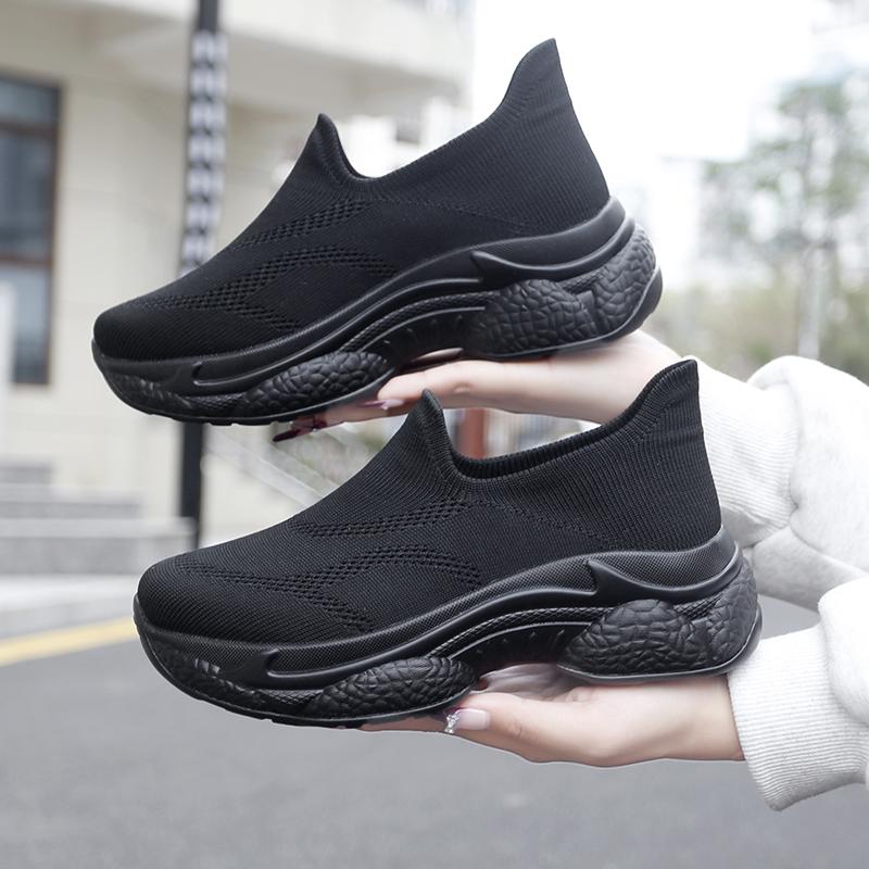 

Женские кеды-слипоны Повседневные для улицы Красные Широкие носки Обувь Легкая Черная Большой размер Воздушная подушка Ортопедическая обувь EU: 36 чёрный