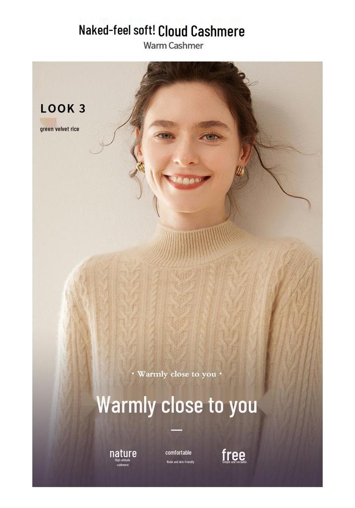 Women's Cashmere Blend Loose Long Sleeve Knit Pullover Sweater - Slimming and Versatile for Autumn/Winter.