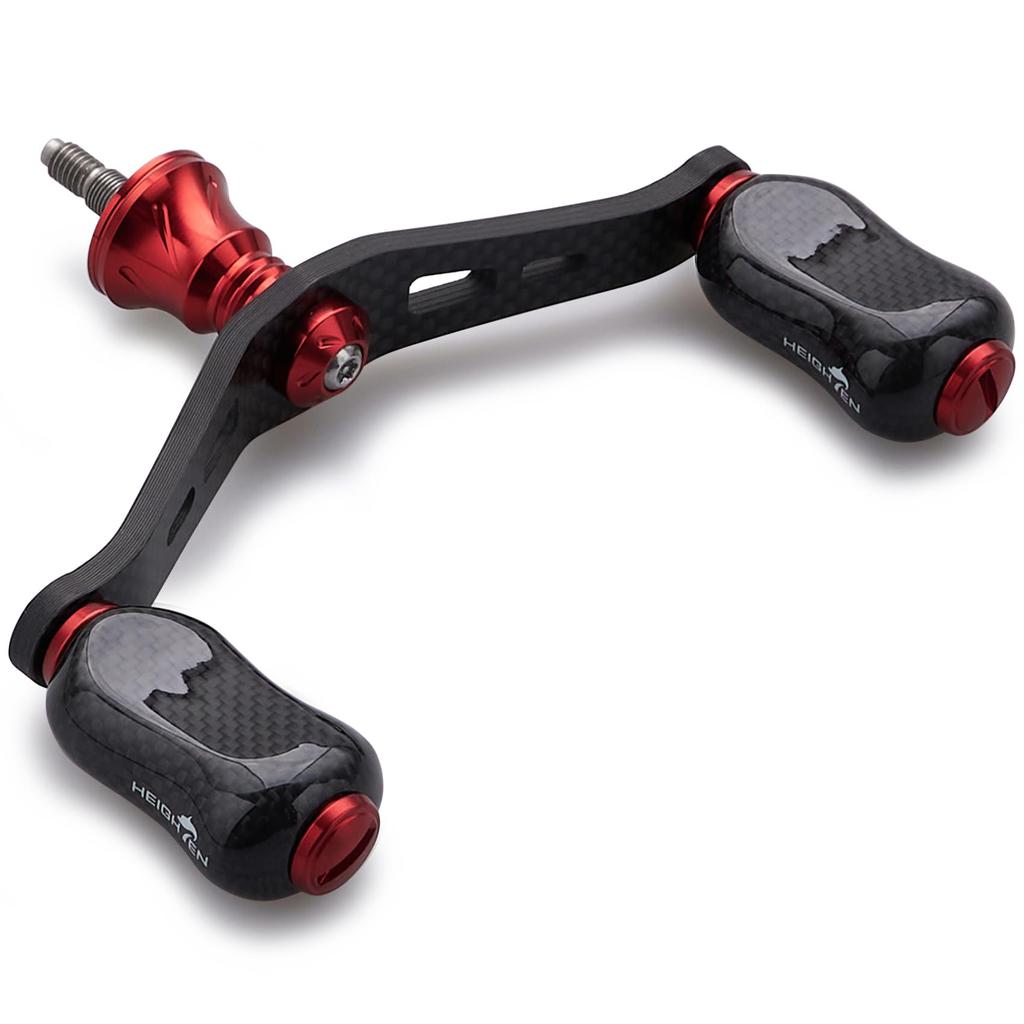 HEIGHTEN 90mm Reel Handle with 21mm Carbon Knob Shimano Daiwa Universal Carbon Handle for Spinning Reels Gourd Series 1.5K (Red) (749)