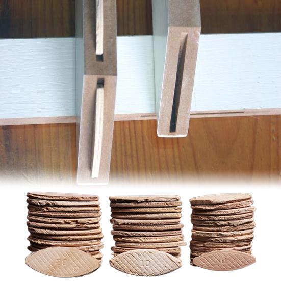 100Pcs Wood Biscuits Solid Wood Wide Applications Multiple DIY Sturdy Durable Wood Jointing Biscuits