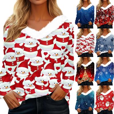Long Sleeve Shirts For Women Cute Tops Christmas Prints Tees  Blouses Casual Plus Size Basic Tops Pullover