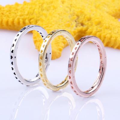 925 Sterling Silver Pan Ring Silver Single Ring Hollow Heart Ring For Women Wedding Party Gift Fashion Jewelry