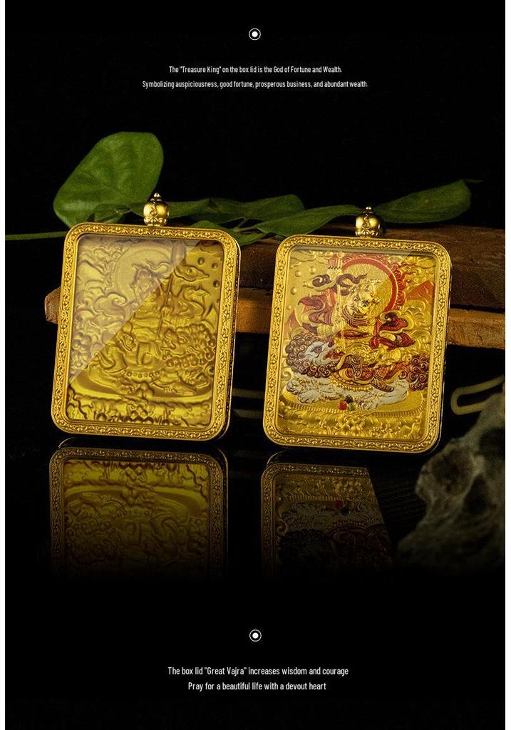 Tibetan Brass Gold-Plated Thangka Pendant Necklace