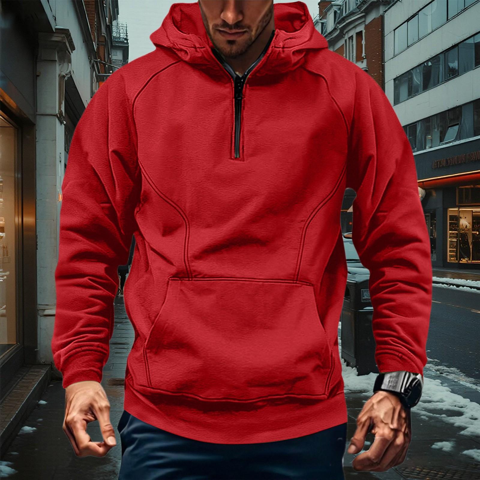 

Men s Casual Quarter Zipper Cargo Hoodies, Military Hooded Sweatshirt With Raglan Sleeve And Pocket S