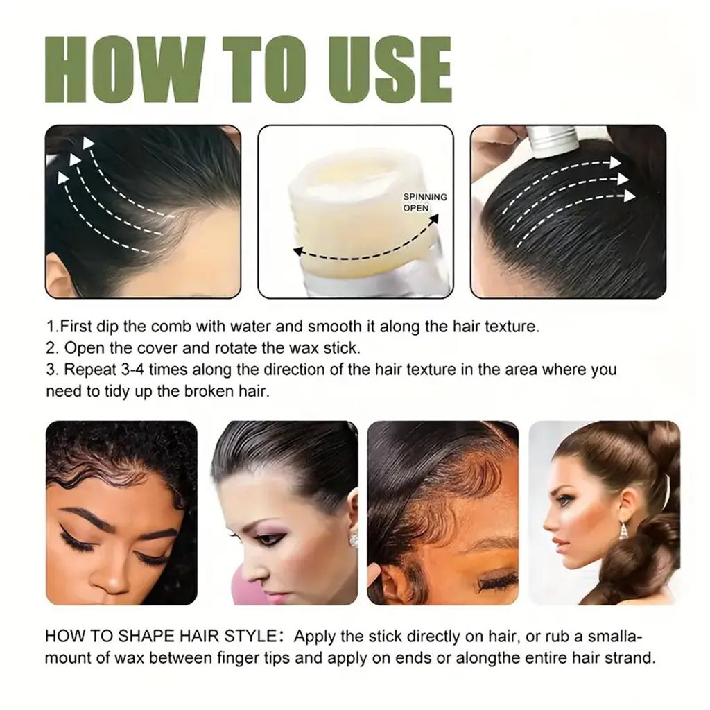Hair Wax Stick Non-Greasy For Styling Flyaways Frizz And Hair - Wax For Edge Control On Wigs And Hair