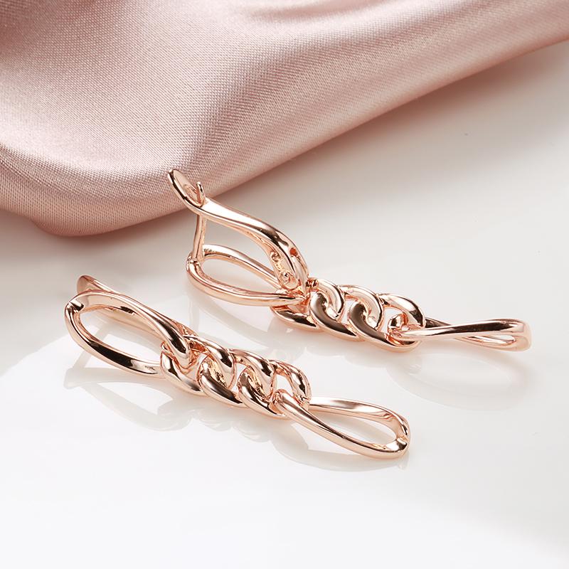 New Glossy  Rose Gold Long Earrings For Women Lovely Hollow Geometry Metal Earrings Cute Gift Fashion Vintage Jewelry
