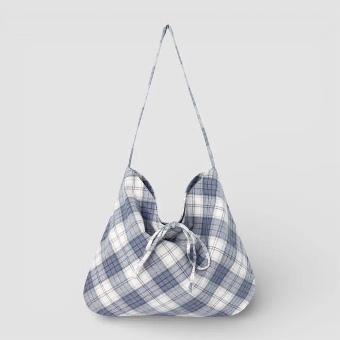 Cozy Check Shoulder Bag _ [Fog Blue]
