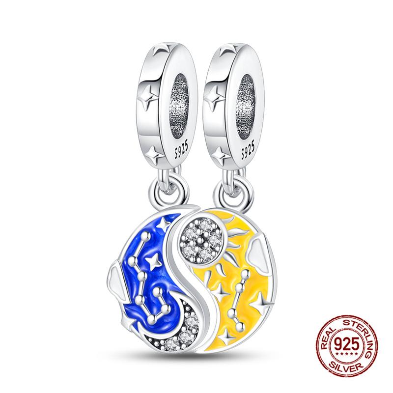 Charmscopper Splittable Sun & Moon Dangle Charms Beads Fits 3Mm Original Bracelet Necklace Womens Diy Fine Jewelry Gift