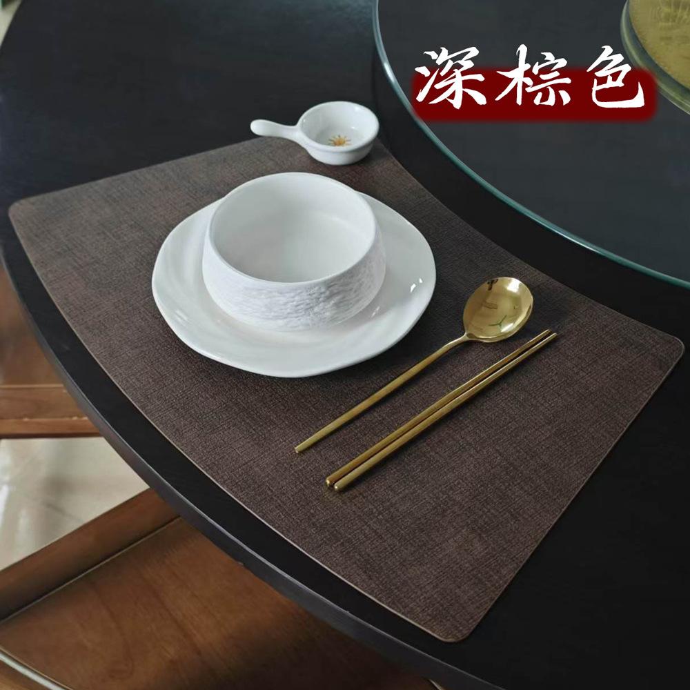 Fan-Shaped PVC Leather Textured Placemat Waterproof Oil-Proof Heat-Resistant Table Mats Chinese Hotel Round Tables Luxury Dining