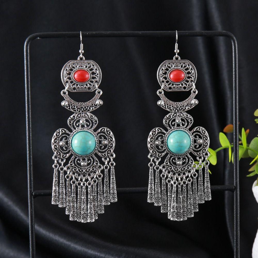 Luxury Rhinestone Pearls Ear Drop Zinc Zinc Alloy Ethnic Style Ear Studs Retro Tassel Earrings  Holiday