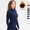 Neue Damen Herbst Winter Fleece Langarm Yoga Workout Laufjacke mit halbem Reißverschluss Hoodie