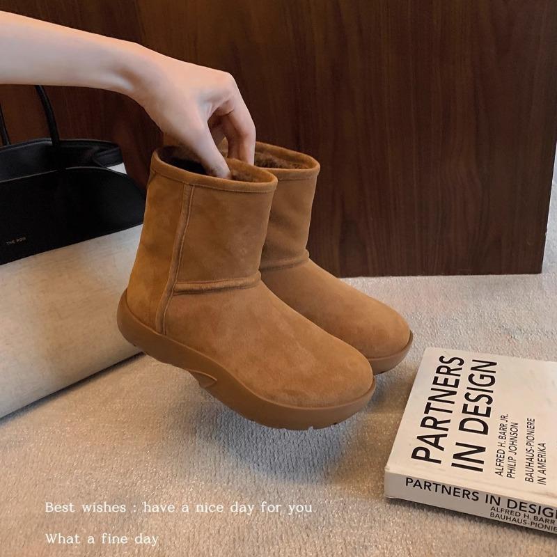 Thick-soled snow boots women's new winter short boots piled and thickened warm round head sleeve cotton shoes