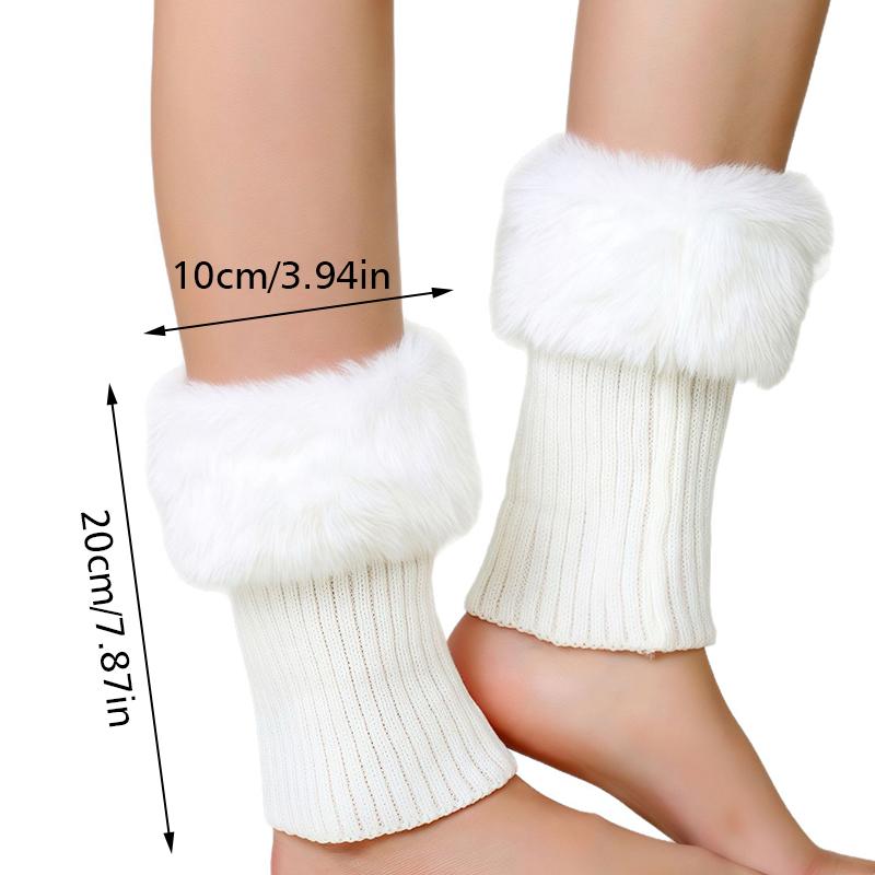 1 Paar Winteroutfits Elegante Bekleidungsaccessoires Weiche Textur Beinstulpen Niedliches Plüschdesign Hohe Elastizität Schwarz/Weiß