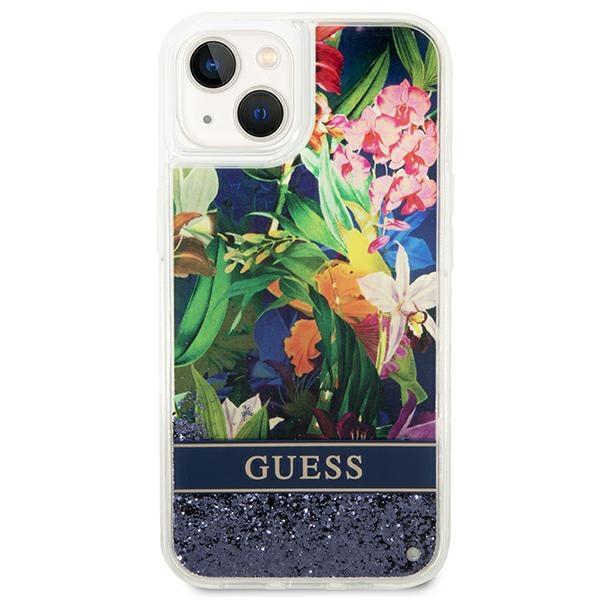 Guess Guhcp14Mlflsb Iphone 14 Plus / 15 Plus 6.7 Niebieski/Blue Hardcase Flower Liquid Glitter