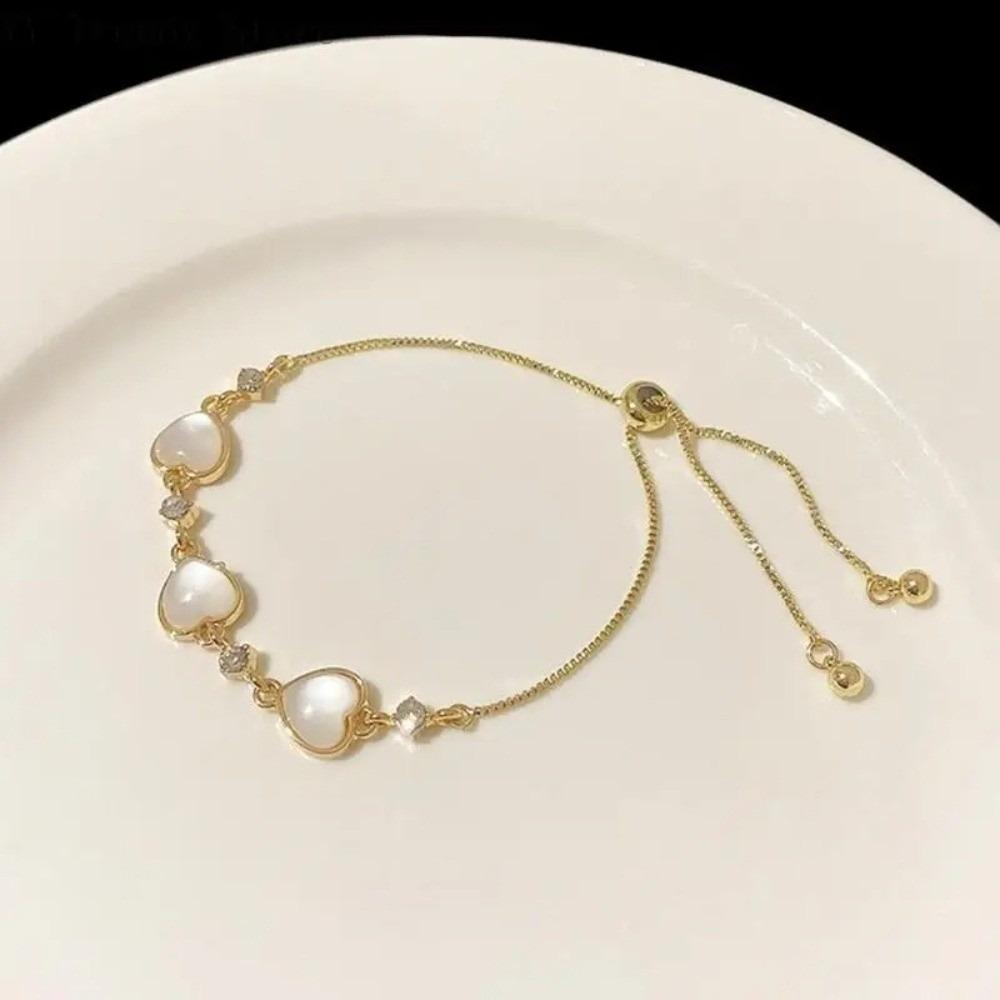 

Elegant Women s Cat s Eye Bracelet Adjustable Heart Bracelets New Hand Jewelry