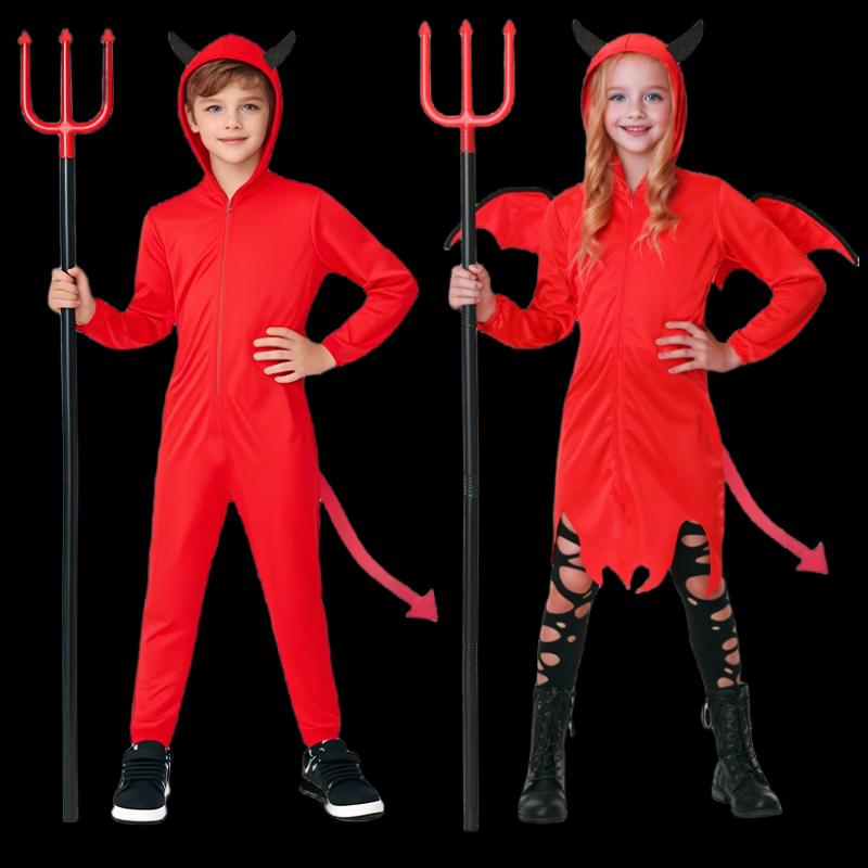 Kids' Red Devil Satan Cosplay Costume