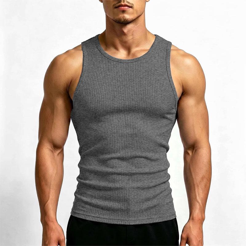 Schnelltrocknende Fitnessweste für Herren im Sommer – Einfarbiges ärmelloses Sportshirt der amerikanischen Modemarke