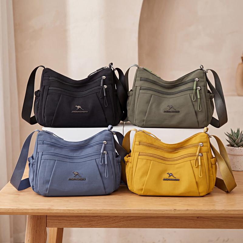 Women Nylon Crossbody Bag Multi Pocket Shoulder Handbag with Adjustable Strap