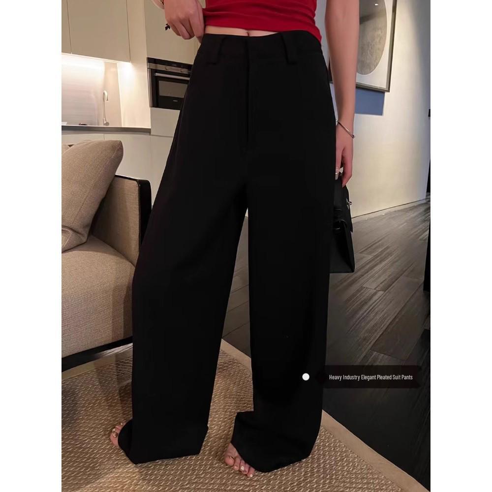 2080# Superniniyy High-Waisted Wide-Leg Trousers: Stylish, Intellectual, Heavy-Duty, Slim-Fit Casual Pants M