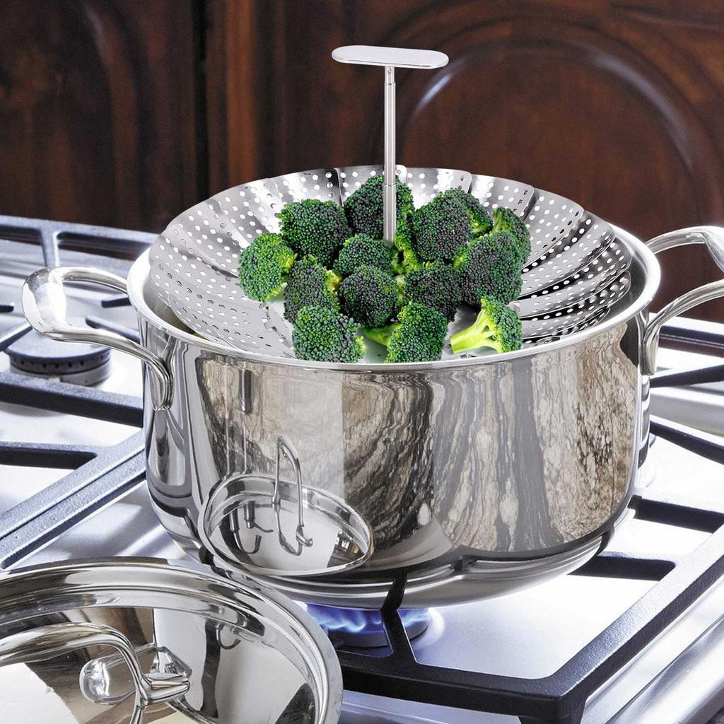 Good-Stainless Steel Folding Vegetable Steamer Basket,Insert For Cooking Food,Expandable To Fit Various Size Pot