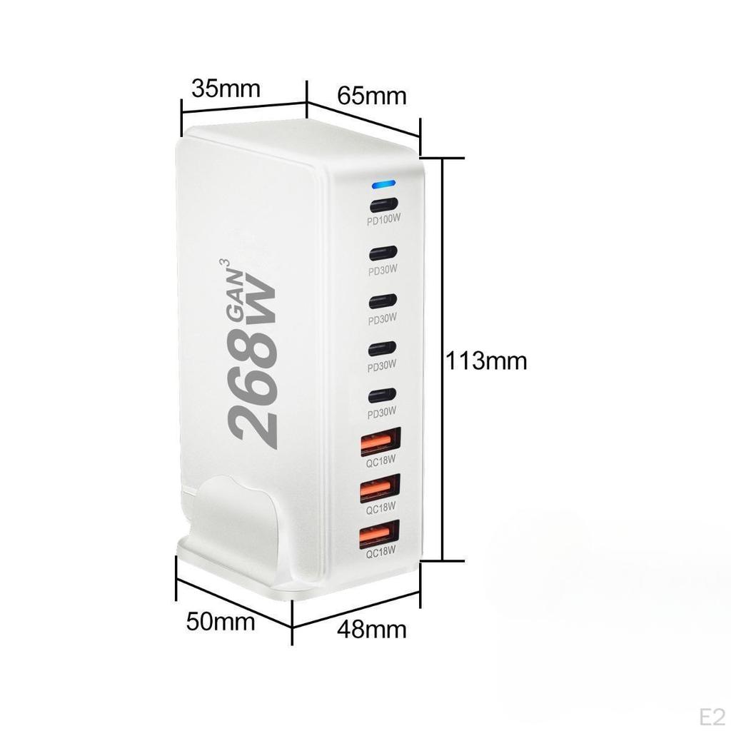 268W USB C Ladegerät PD 8 Ports Desktop Adapter Ladestation Weiß