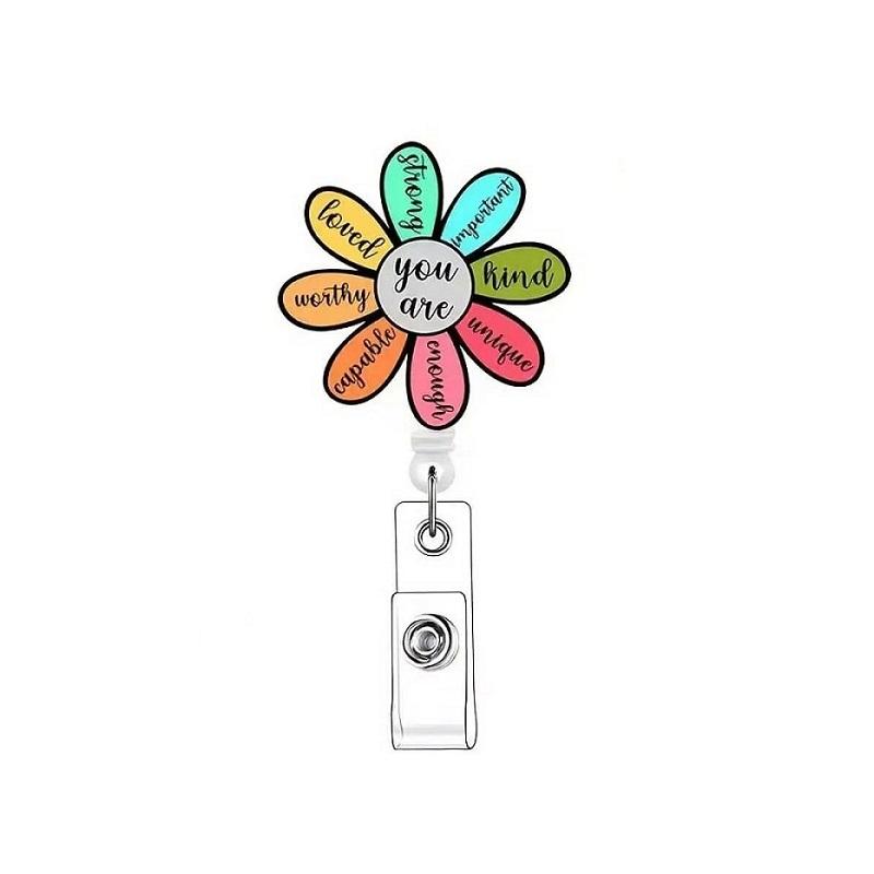 

Id Card Holder Acrylic Retractable Badge Reel Lanyard Badge Holder Cute Cartoon Badge Reel For Office School Hospital