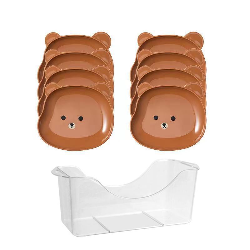 8pcs Plastic Desktop Spit Bone Dish Household Thickened Dinosaur Bear Cat Shaped Tableware Anti-drop Fruit Plate Table