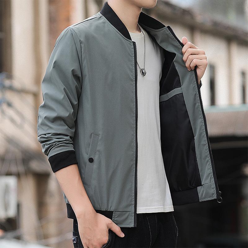 Spring and Autumn New Korean Version of Simple Trend Slim Stand-up Collar Jacket Men's