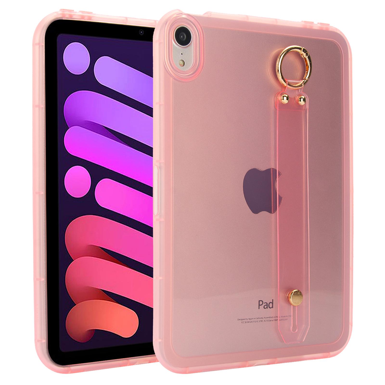 

For iPad mini (2024)/(2021) Case Shockproof TPU Tablet Cover with Wristband Pink